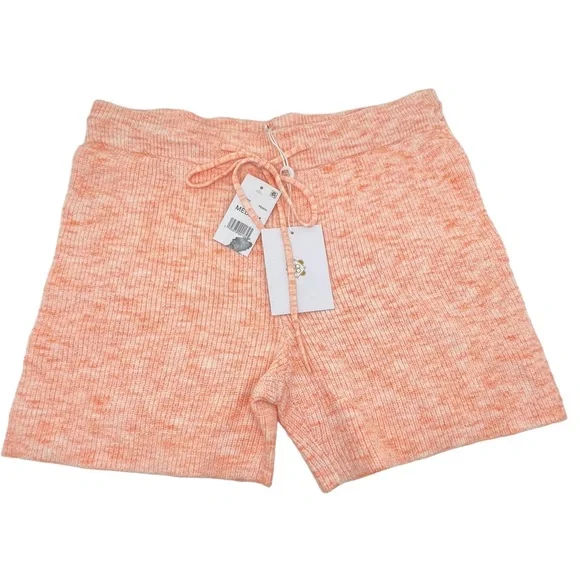 WAYF Ribbed Knit Drawstring Shorts Peach Size Medium - Picture 2 of 11